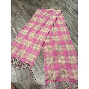 Edinburgh 100% Lambswool Scarf Pink And Tan NWOT